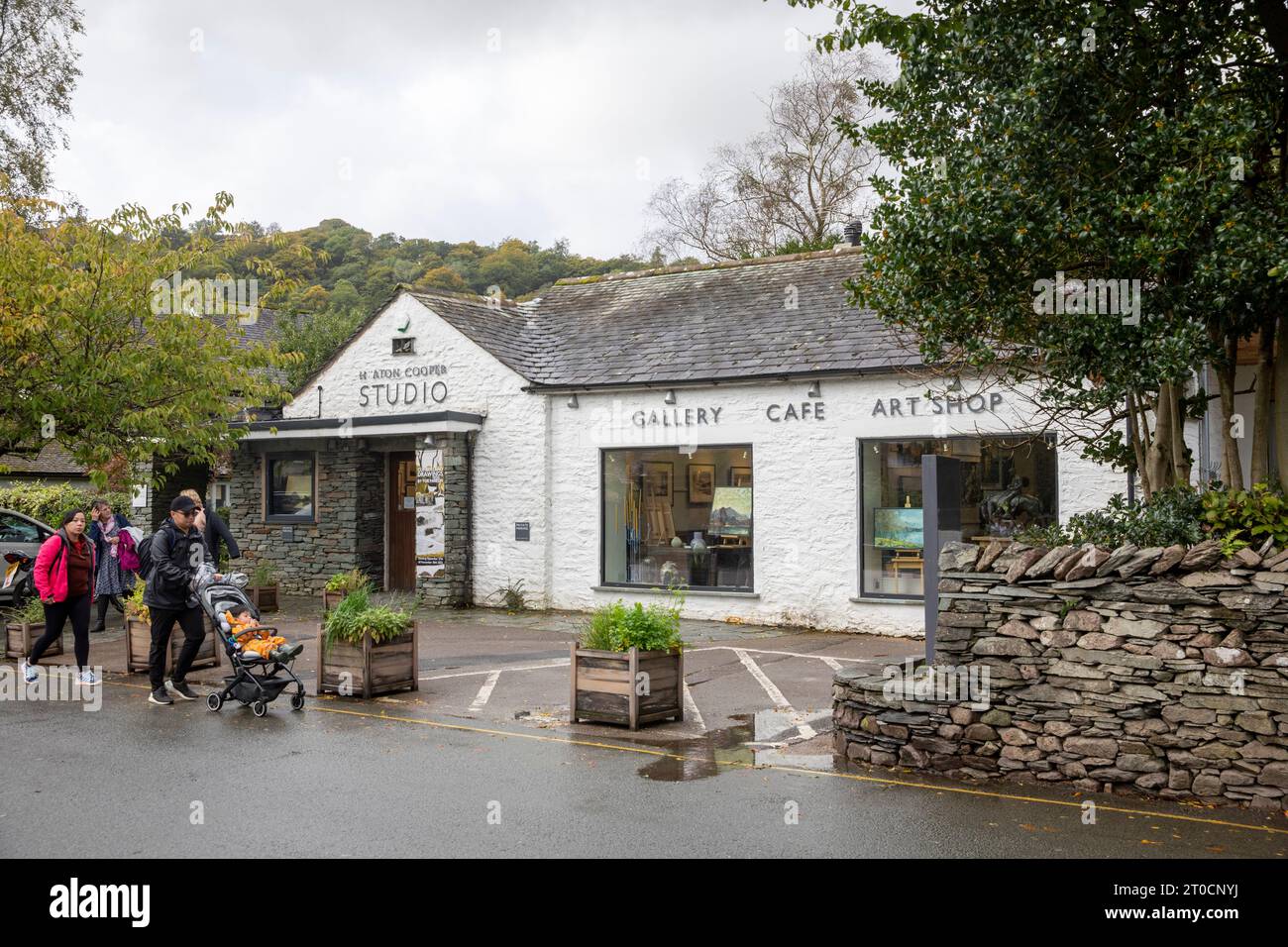 Grasmere village in the Lake District, art gallery cafe and studio business, Cumbria,England,UK Stock Photo
