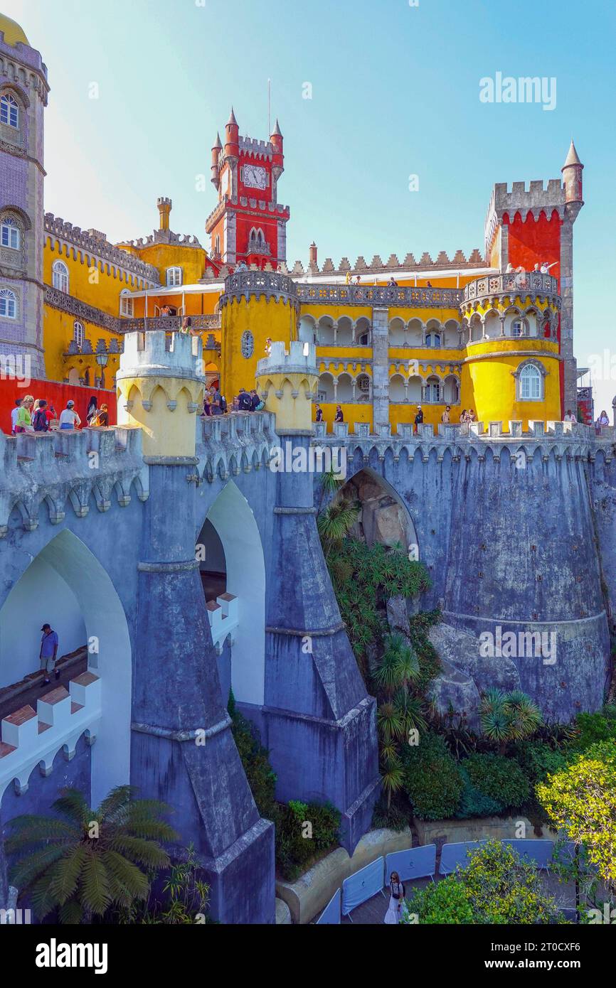 Portugal, Lisbon, The Pena Palace, Palacio da Pena, is a castle in Sao ...