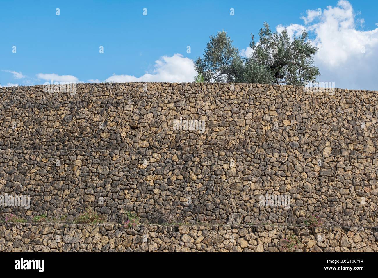 Dry stone wall in Castell de Guadalest Stock Photo