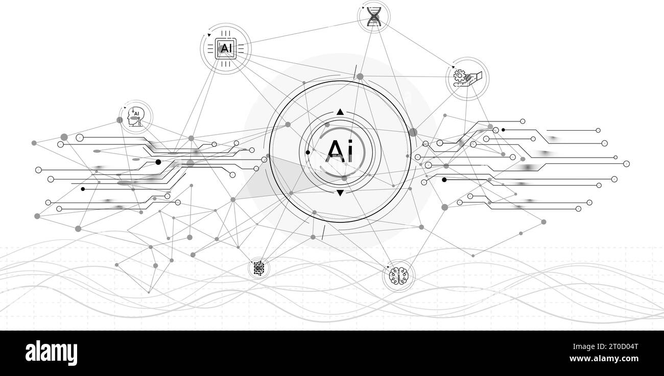 Futuristic interface with electronic chips and artificial intelligence ...