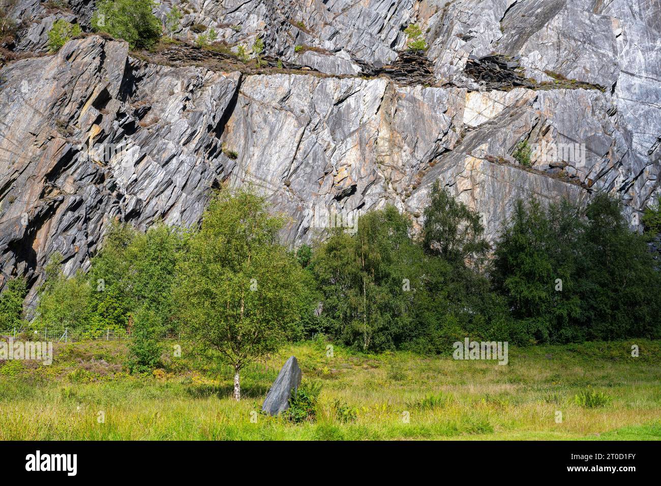 Slate rocks in the former quarry near Ballachulish, Highlands, Scotland, Great Britain Stock Photo