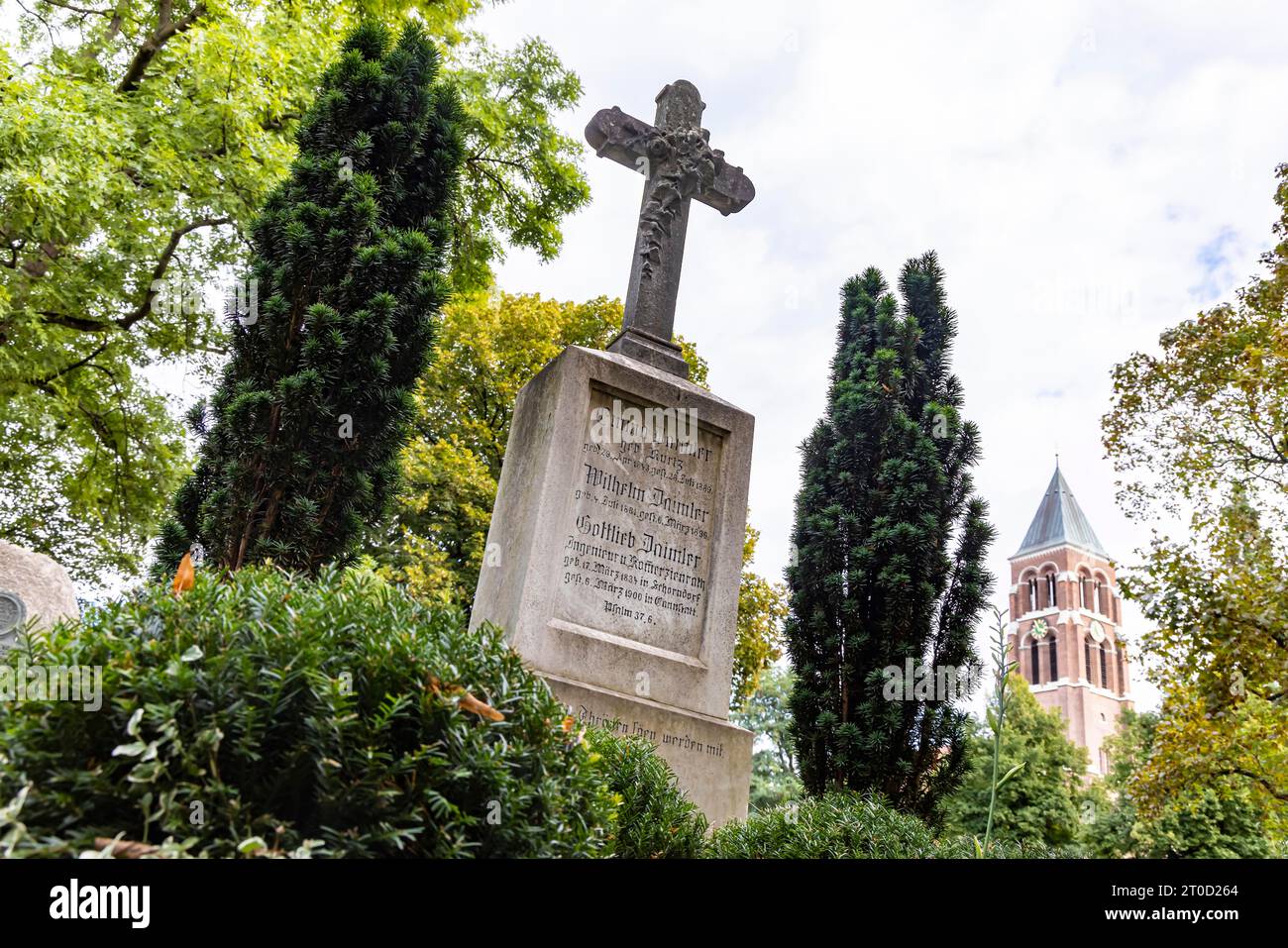 Uff cemetery, grave and grave cross of Gottlieb Daimler, engineer, automobile designer and industrialist, Bad Cannstatt, Stuttgart Stock Photo