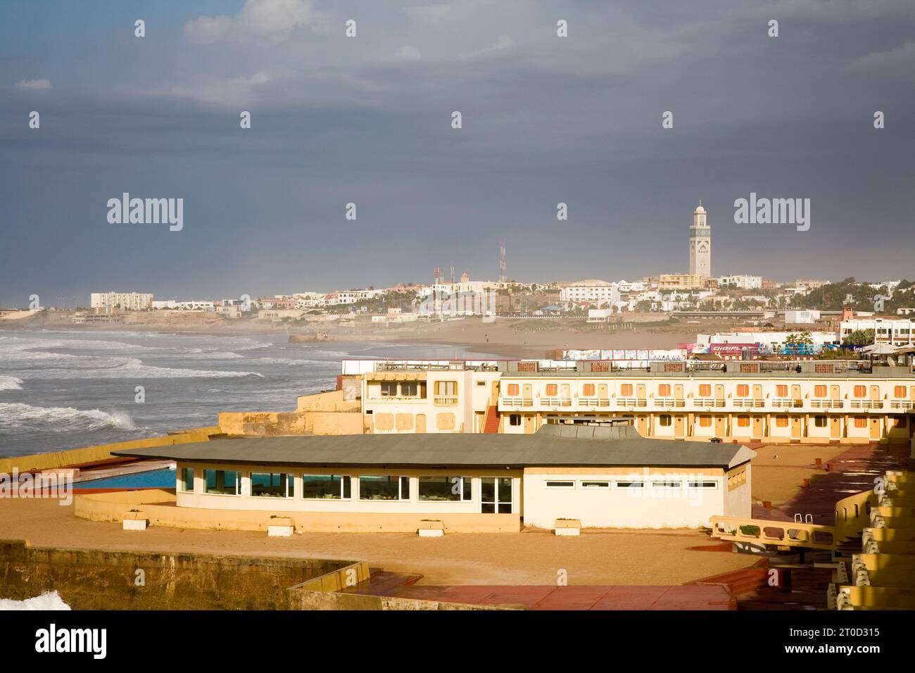 A view over Casablanca from the beachside Corniche, Morocco. Stock Photo