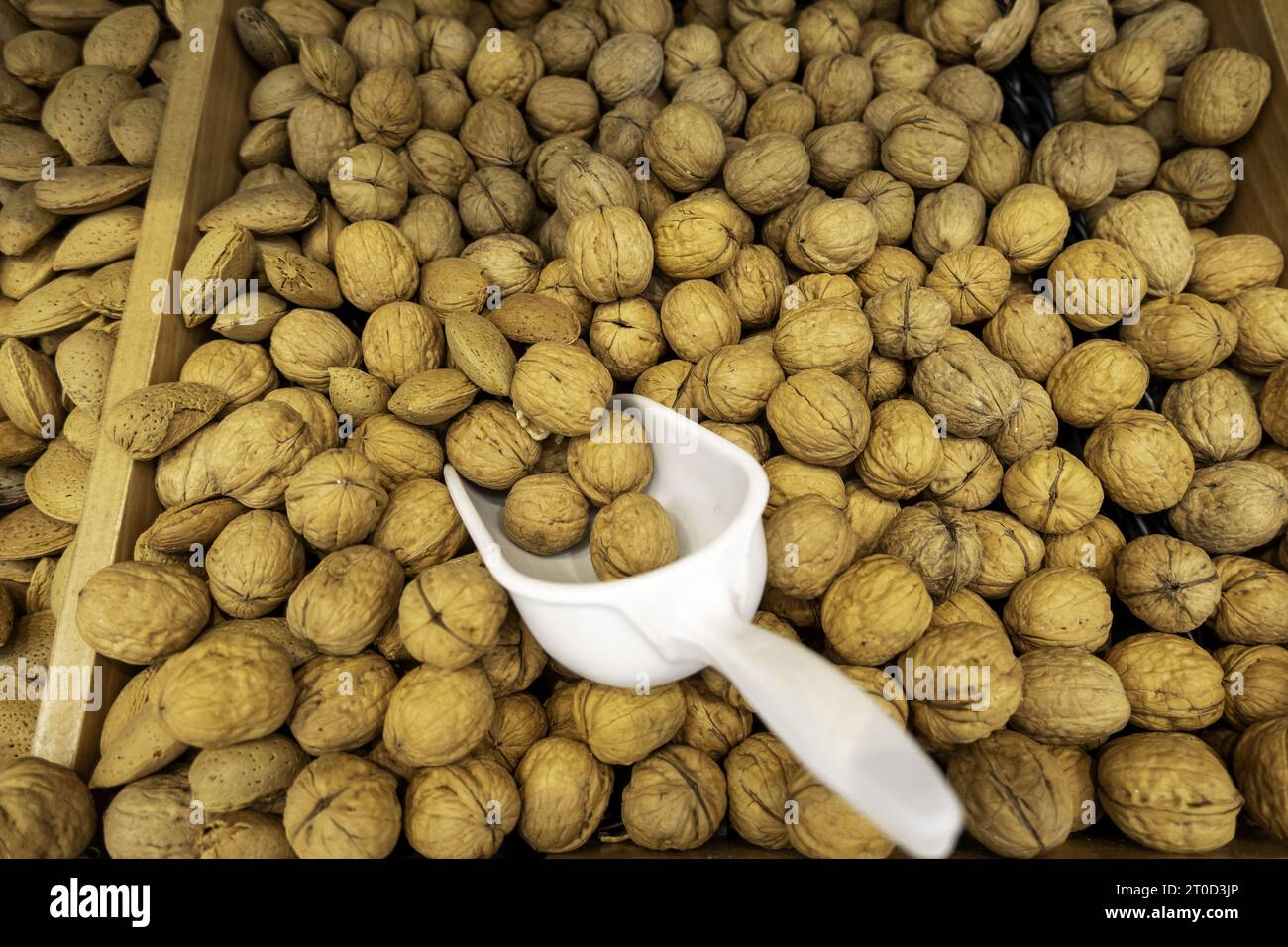 Detail of raw nuts, healthy food, vegan Stock Photo