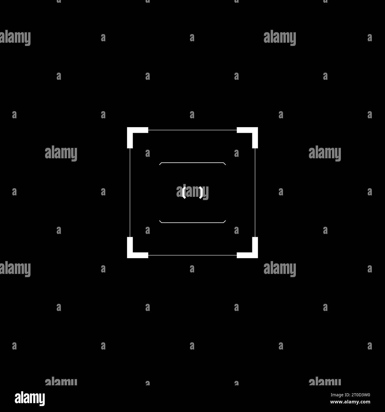 uturistic military GUI rectangle target, tech aim, quadrate sight, HUD reticle Stock Vector