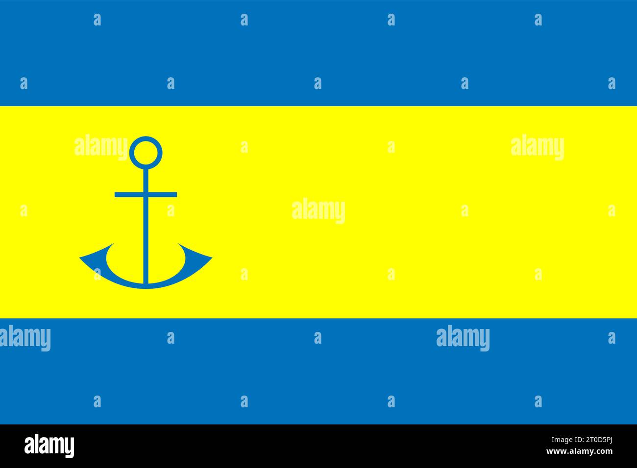 Vector realistic illustration of Ukrainian Flag of Henichesk on a transparent background. Stock Vector