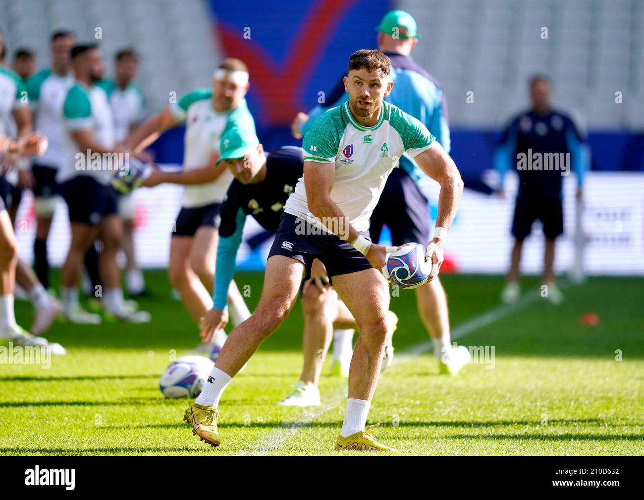 Ireland's Hugo Keenan during the team run at the Stade de France in Saint-Denis, France. Picture date: Friday October 6, 2023. Stock Photo