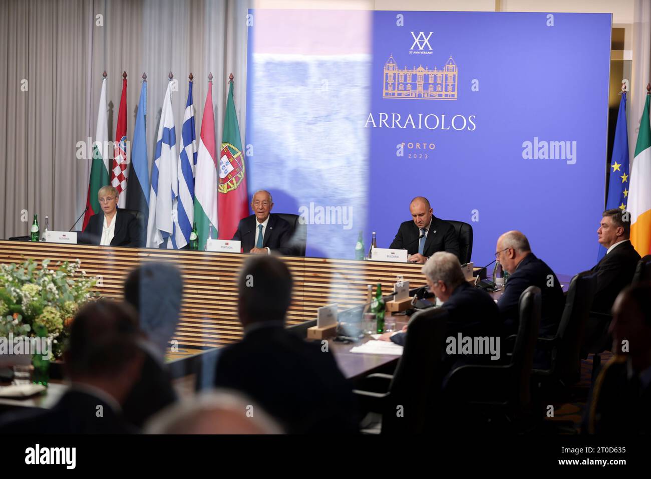 In this picture taken through a glass window, Portuguese President ...