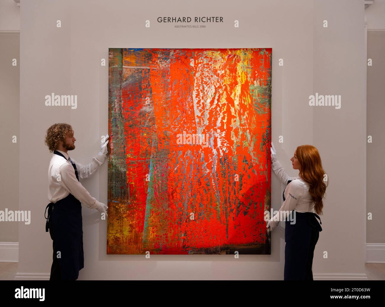 Sotheby's, London, UK. 6th Oct, 2023. Highlights from Sotheby's London Contemporary Frieze Art sales & The Fisher Landau Collection are on view Contemporary Evening Auction works include: Gerhard Richter, Abstraktes Bild, estimate £16,000,000 - 24,000,000. Credit: Malcolm Park/Alamy Live News Stock Photo