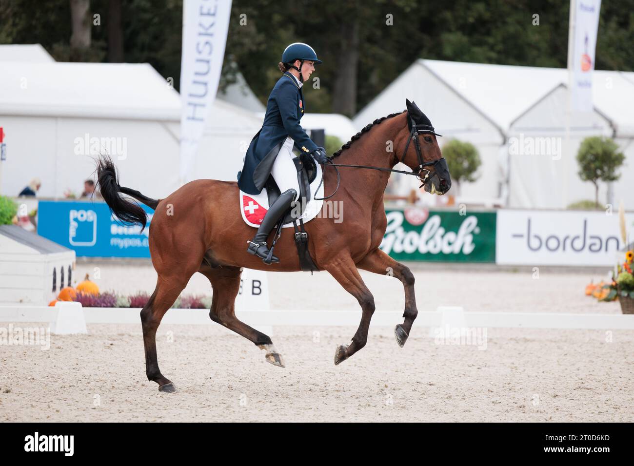 Nadja MINDER of Switzerland with Top Job'S Jalisco during dressage at