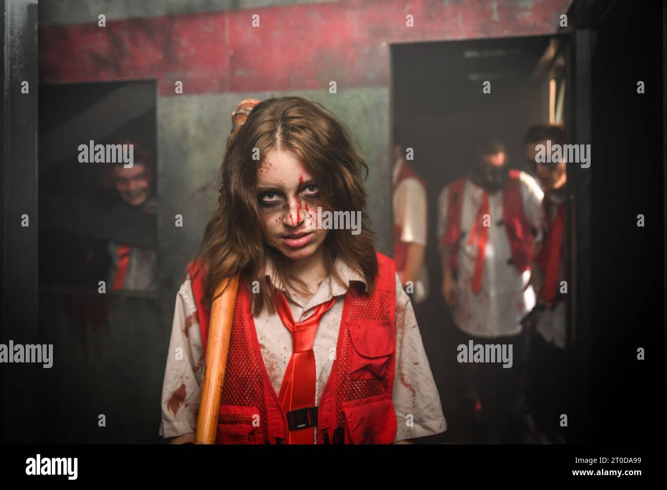 Staines, UK. 5th Oct, 2023. VIP and press launch for Thorpe Park Fright Nights scare event. Credit: Thomas Faull/Alamy Live News Stock Photo
