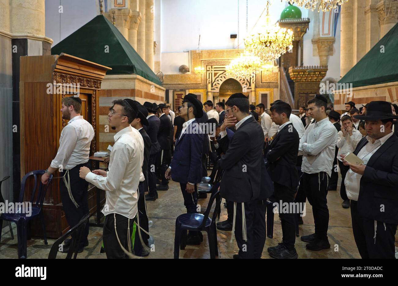 Religious Jews pray inside the Issaac Hall which is closed to Jewish visitors most of the year