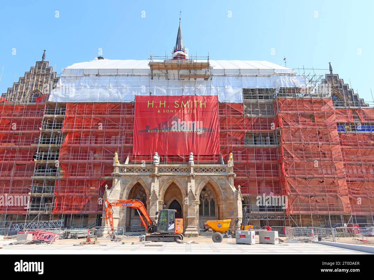 Rochdale town hall renovations and scaffold 2023, The Esplanade, Rochdale, Greater Manchester, England,  OL16 1AZ Stock Photo