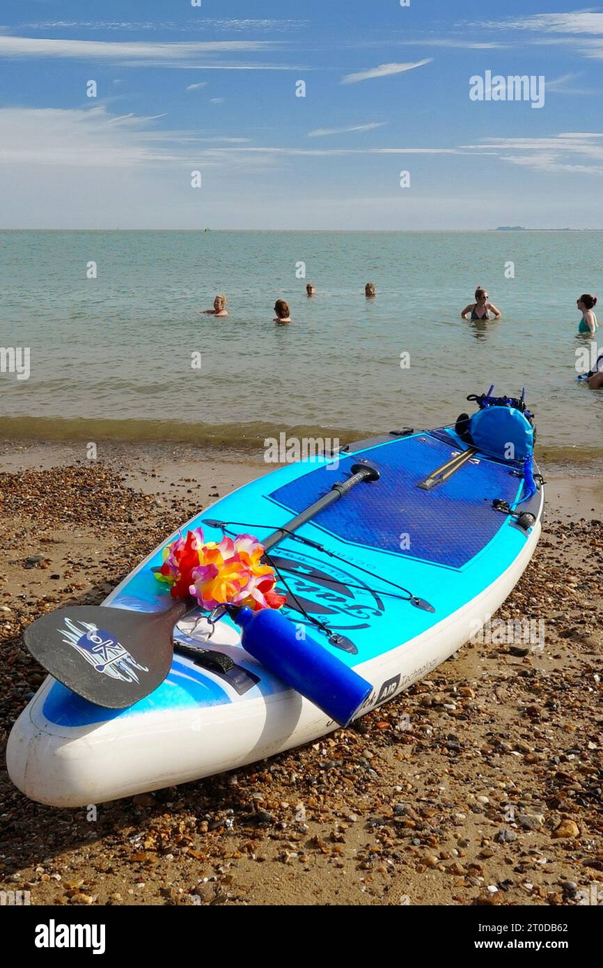 Paddleboarding alson Essex coast Stock Photo Alamy