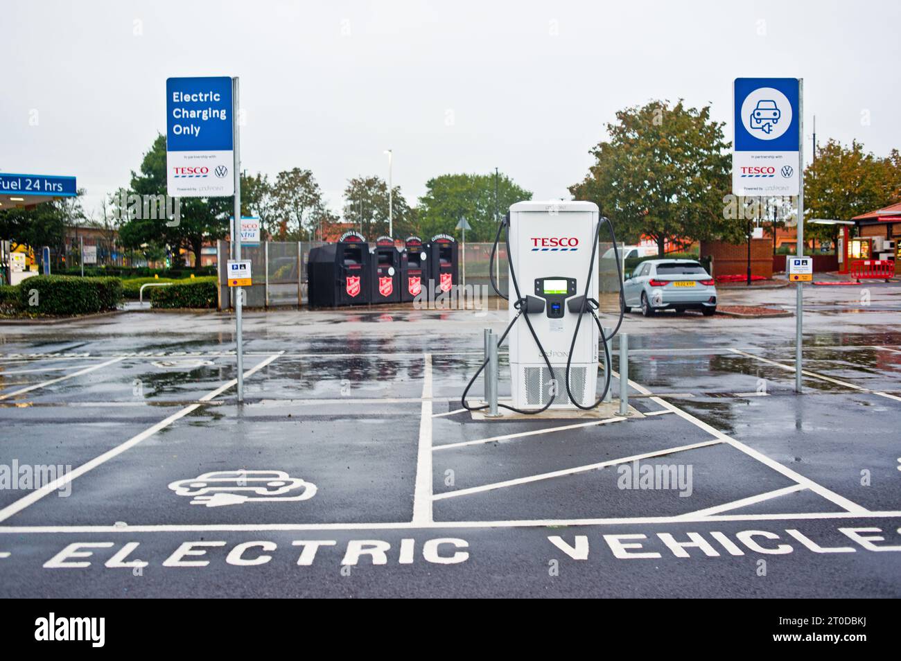Tesco Electric Car Charging Points, Cliifton Retail Park, York, England Stock Photo