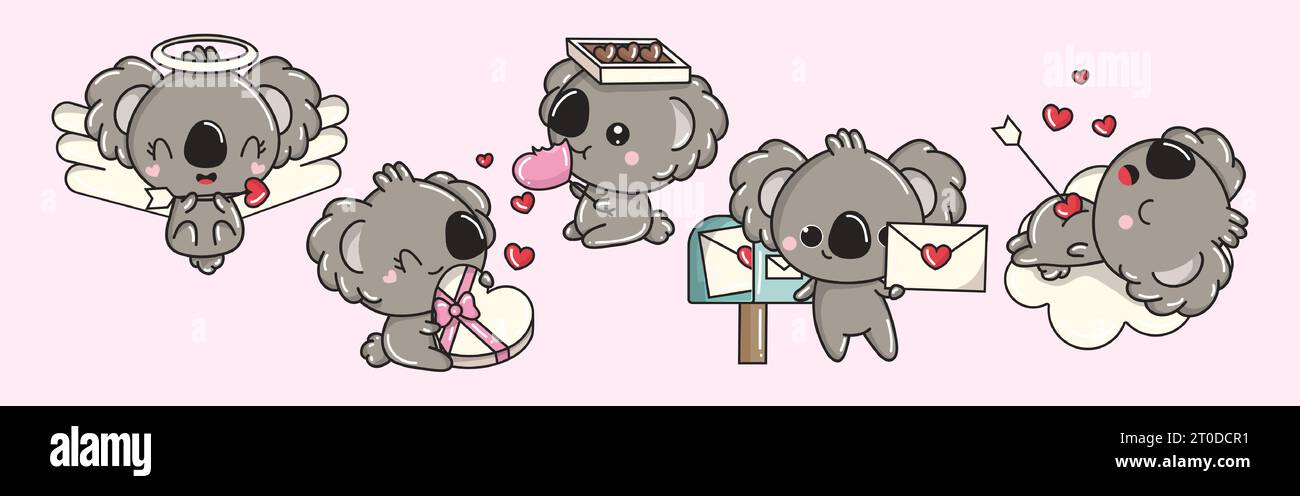 Collection of Vector Koala Bear Art. Set of Isolated Koala Clipart ...