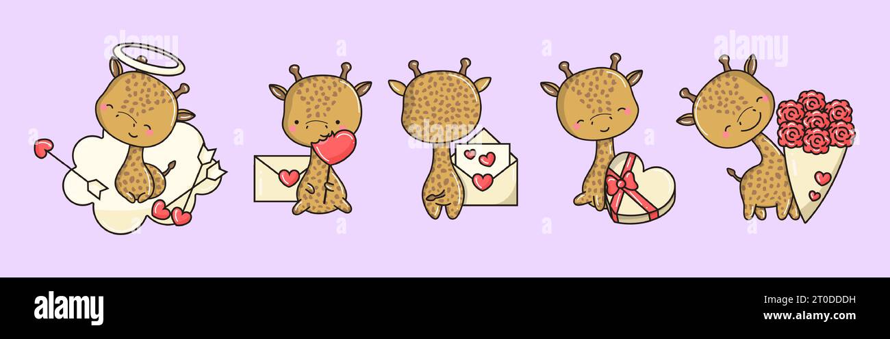 Collection of Vector Giraffe Art. Set of Isolated Animal Clipart ...