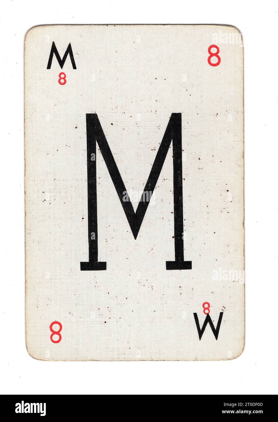 A vintage Lexicon playing card featuring the letter M on a white ...