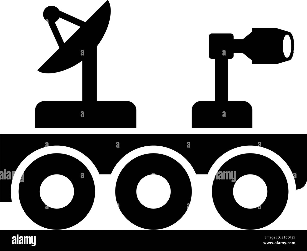 Moon Rover, Lunar Roving Vehicle, Robot. Flat Vector Icon illustration. Simple black symbol on white background. Moon Rover, Lunar Roving Vehicle sign Stock Vector