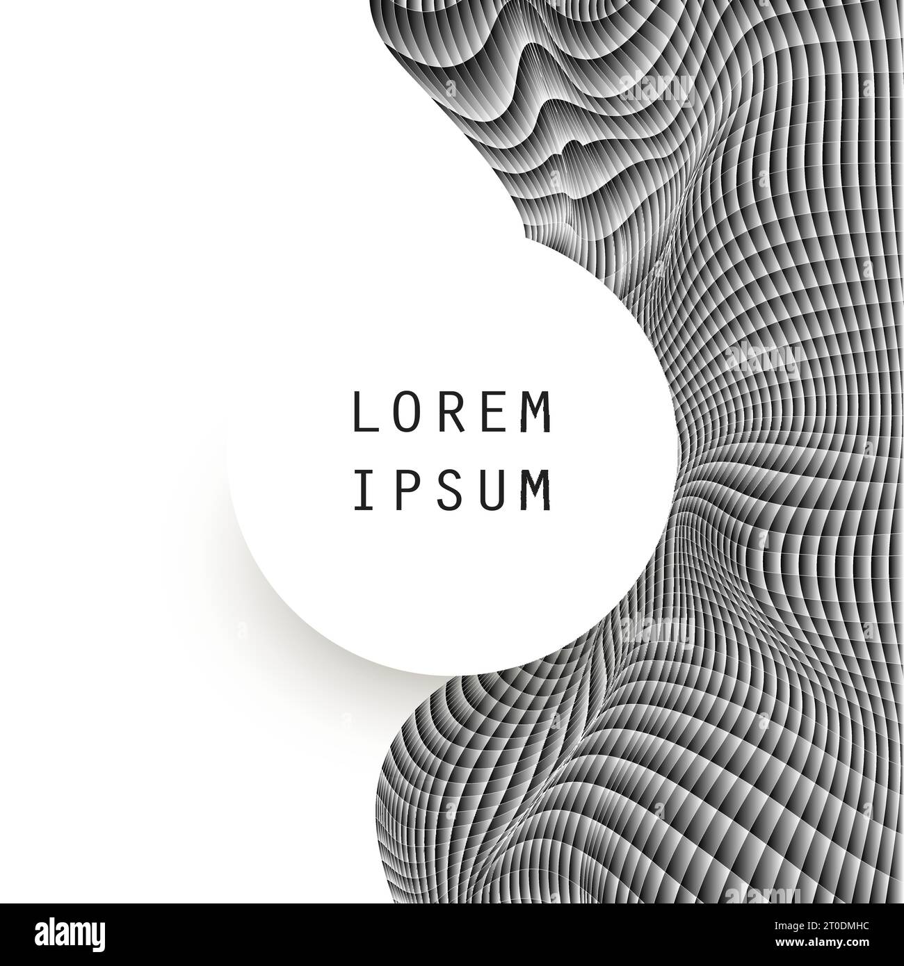 Black and White Wavy Striped Pattern Background with 3D Optical