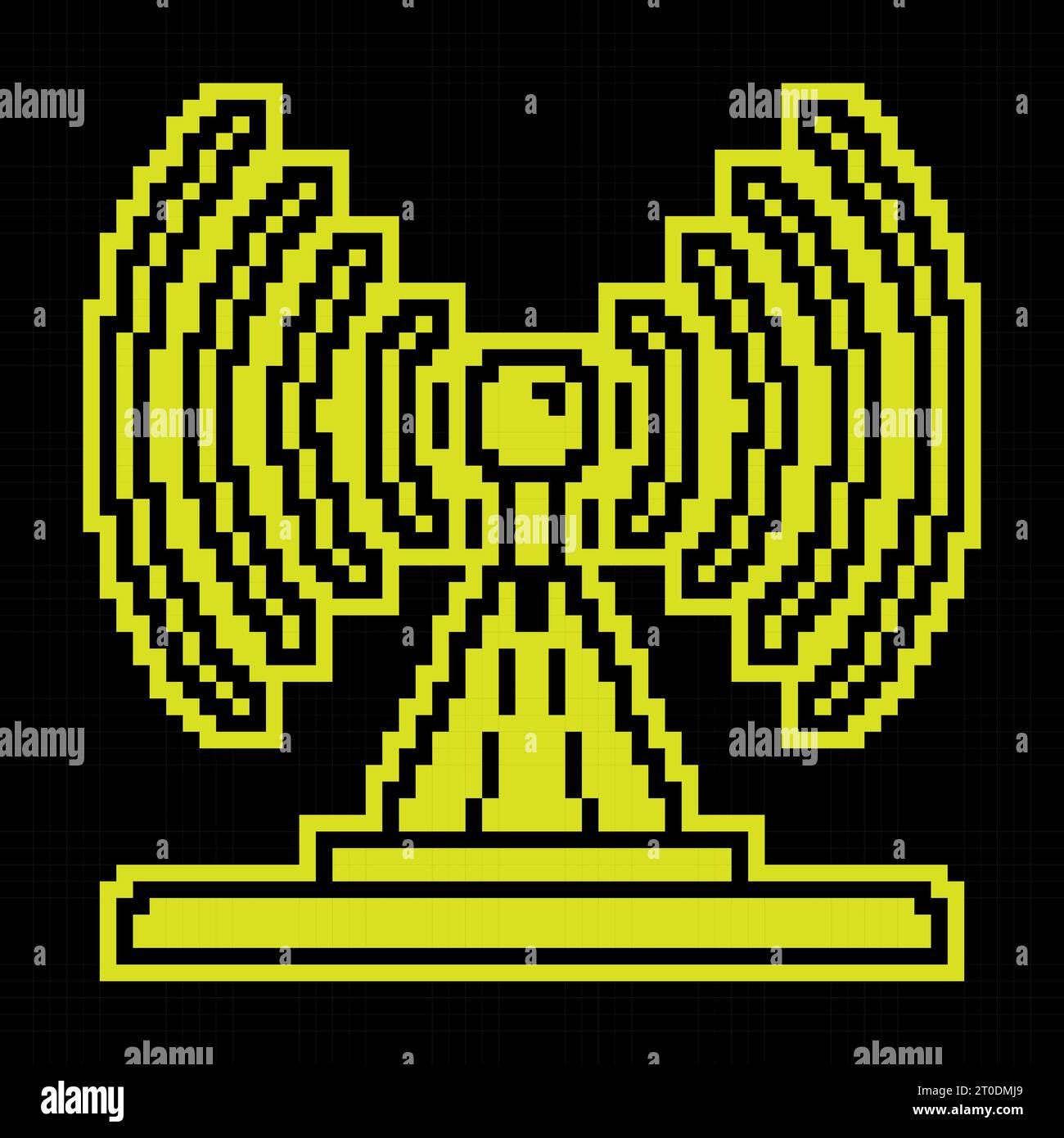 Pixel silhouette icon. TV antenna transmits signal. Radio and ...