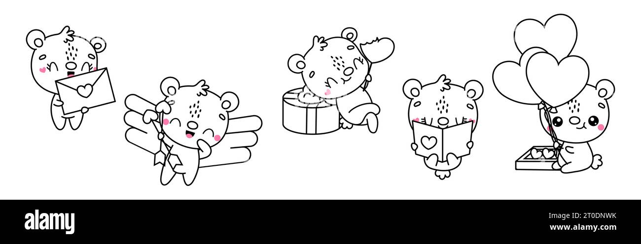 Premium Vector  Bear cartoon animal cute kawaii doodle coloring page  drawing