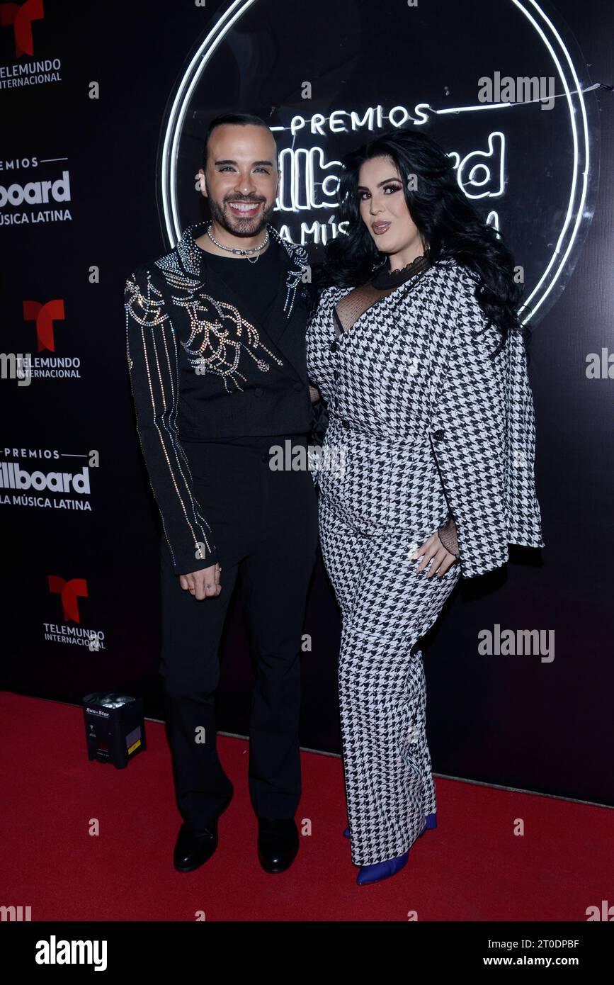 Mexico City, Mexico. 05th Oct, 2023. October 5, 2023, Mexico City, Mexico: Hector Quijano and Zelma Cherem attend the red carpet to 'Watching Party Billboard Latin Music Awards' at Universal Pictures Mexico. on October 5, 2023, Mexico City, Mexico. (Photo by Carlos Tischler/ Eyepix Group) (Photo by Eyepix/Sipa USA) Credit: Sipa USA/Alamy Live News Stock Photo