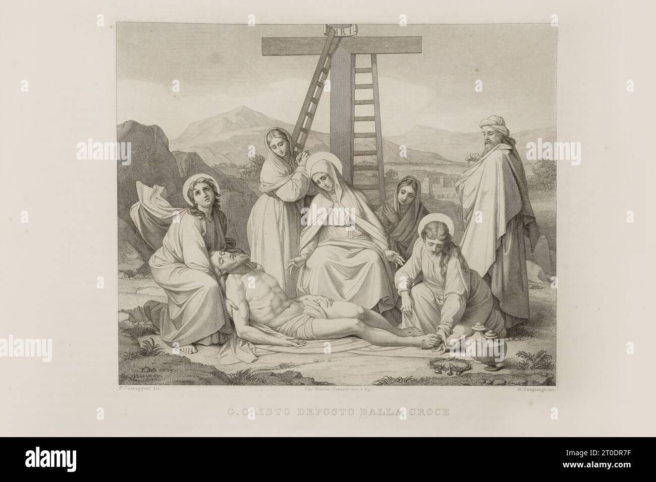 P. Cacchiatelli - G. Gleter, The Science and the Arts under the pontificate of Pius IX, published in Rome in 1860 by the Tipografia delle Belle Arti, via Poli, 91. Internally there are etchings depicting the public works created during the Pontificate of Pius IX Stock Photo
