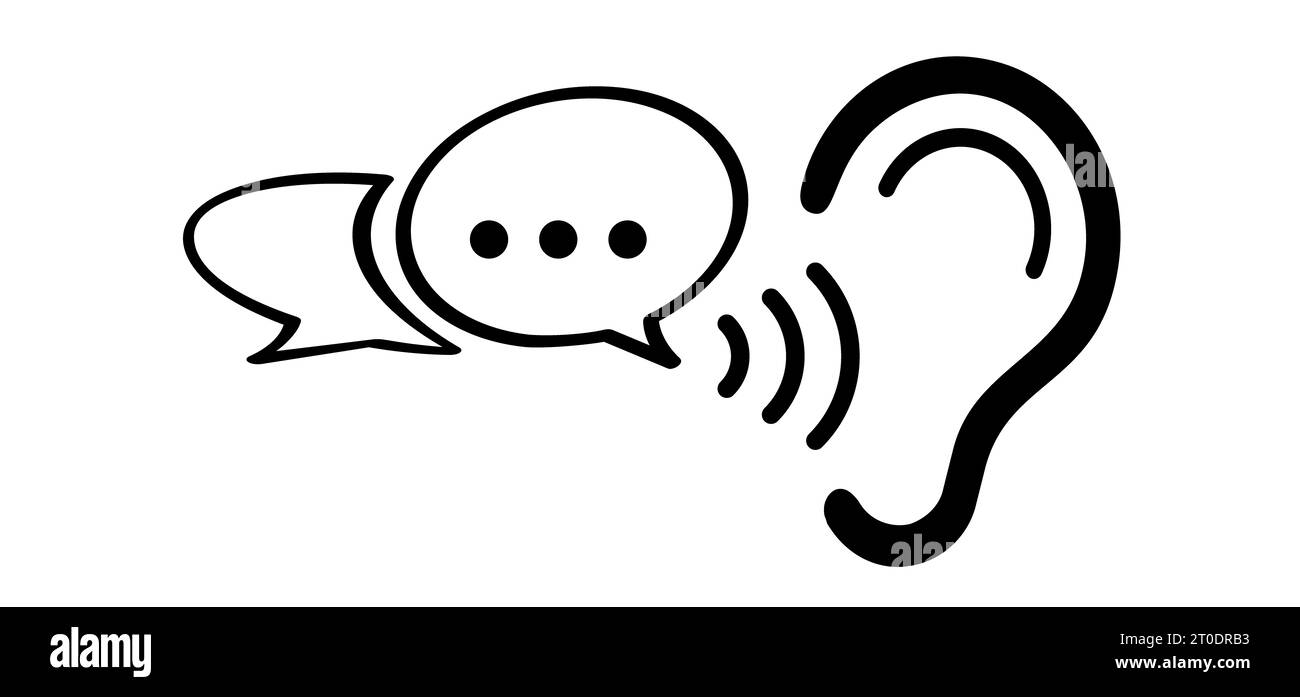 Cartoon face profile talk icon. Conversation speech icon silhouette heads. Head in Profile speak and listen, communication pictogram. People face are Stock Photo