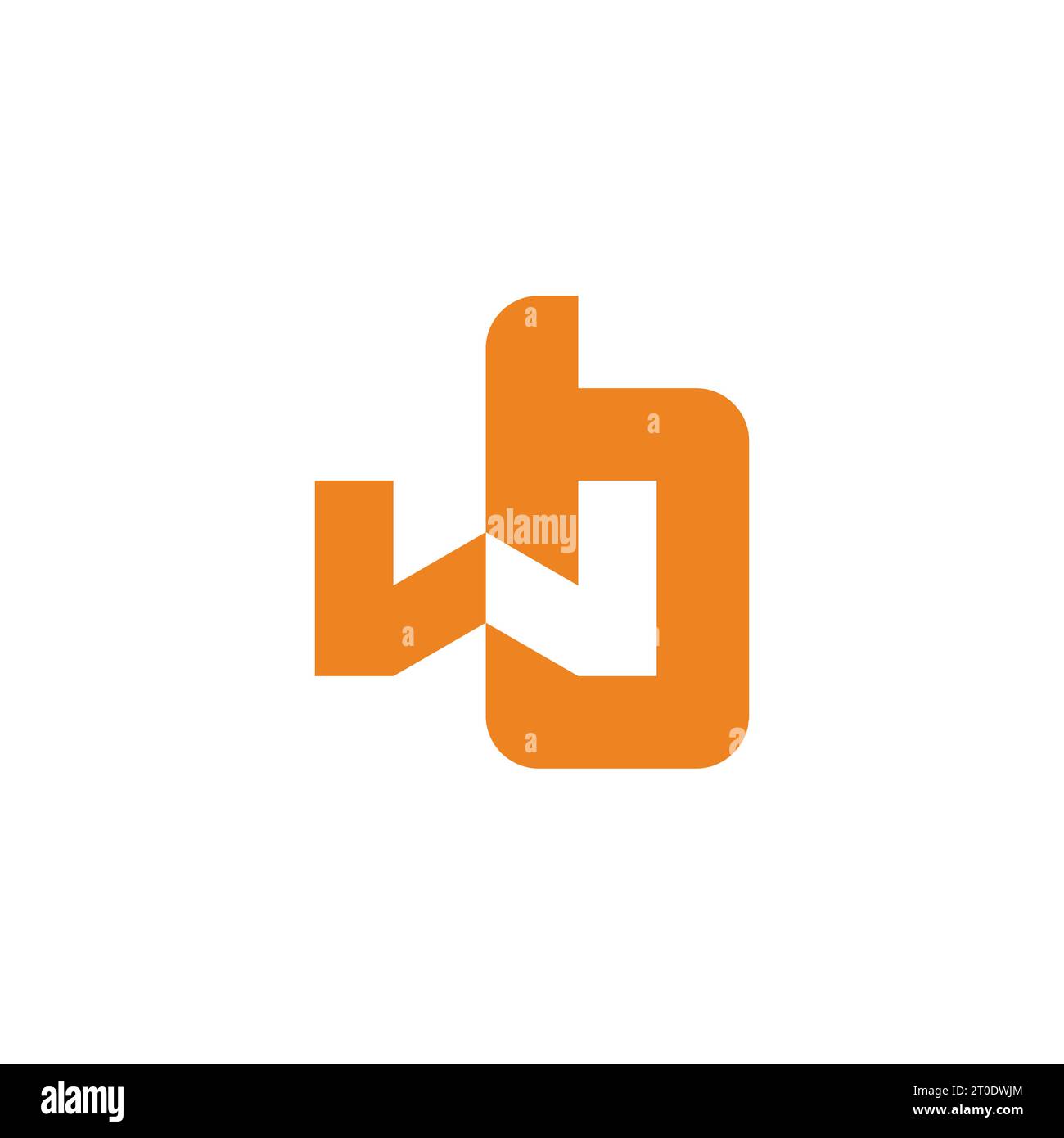letter wb simple negative space logo vector Stock Vector