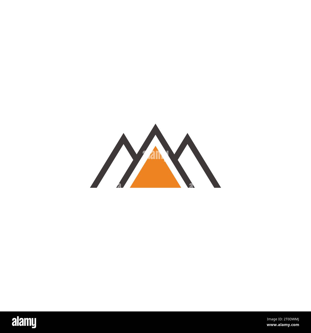 letter m golden mountain simple triangle geometric logo vector Stock Vector