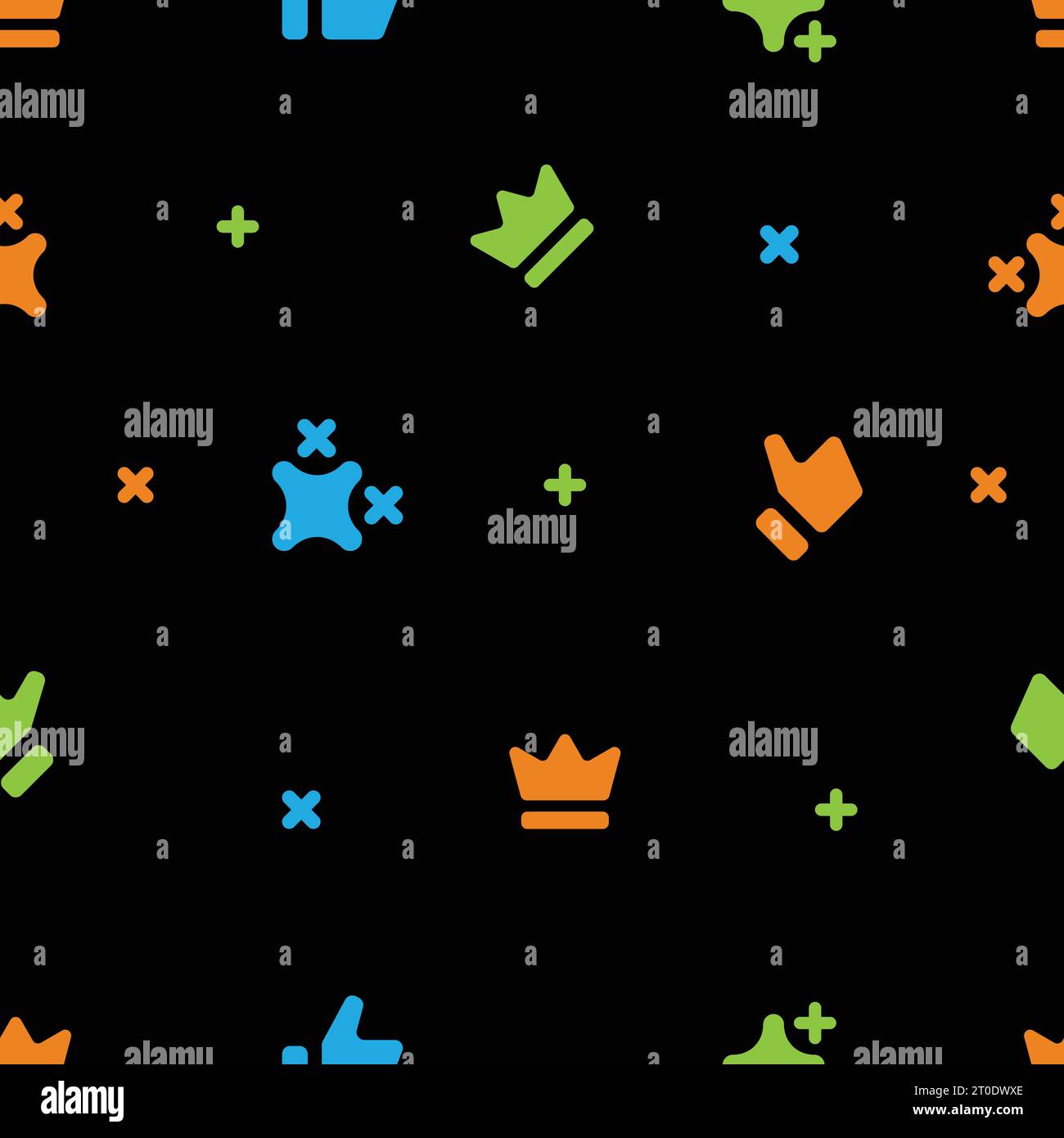 king crown plus like social media seamless pattern vector Stock Vector
