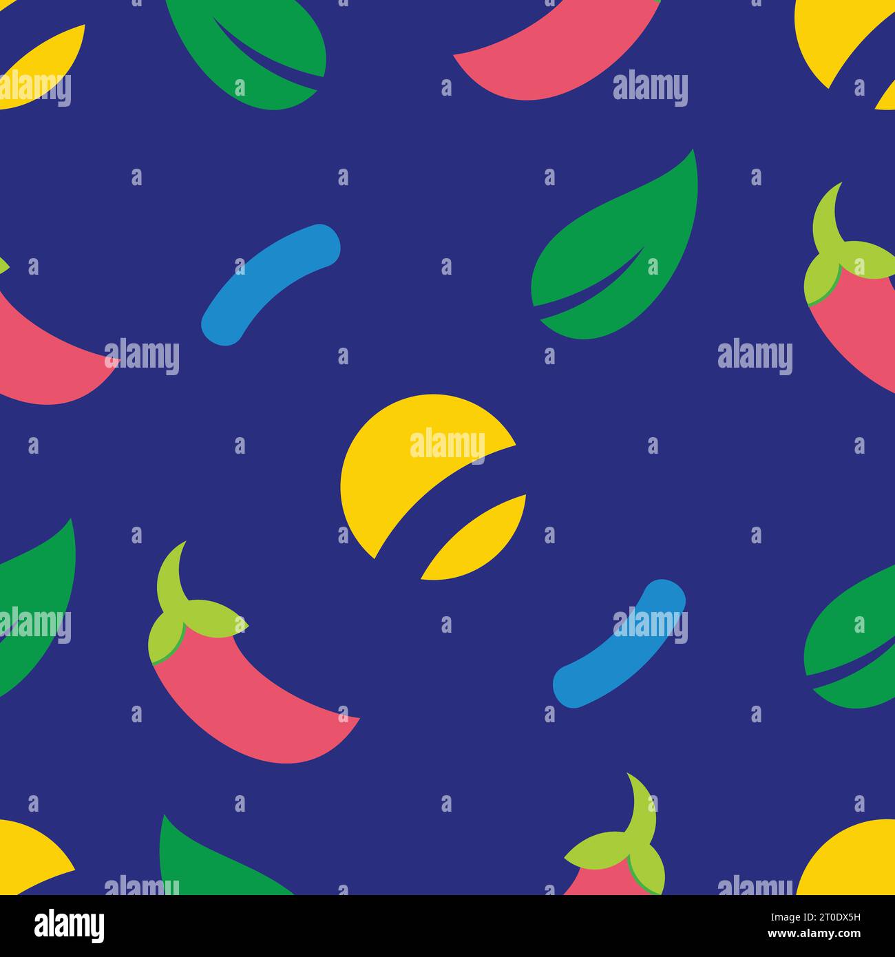 blue dark background vegetables seamless pattern vector Stock Vector