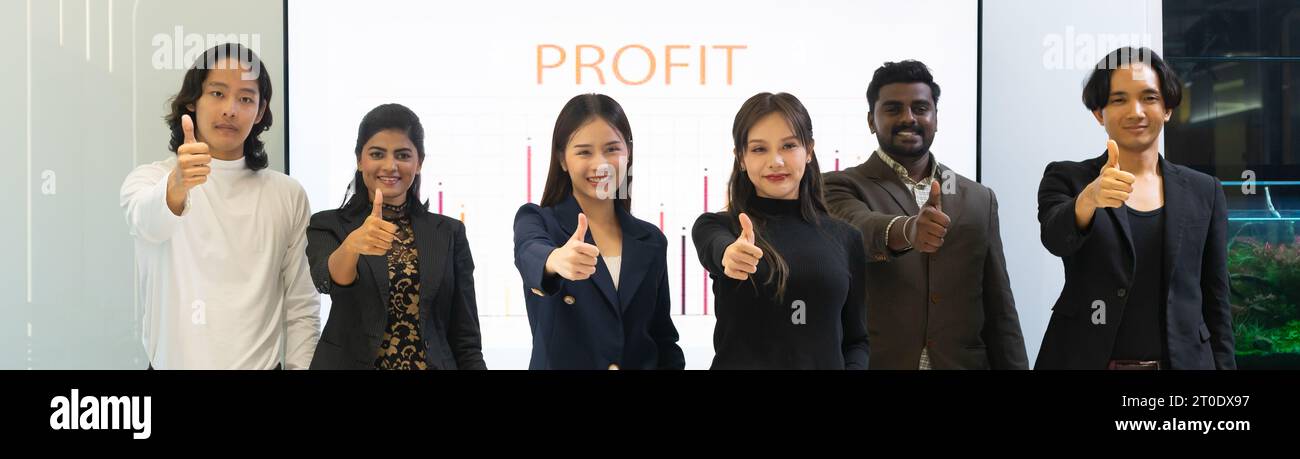 Group of diversity workers showing their confident, thumbs up posture ...
