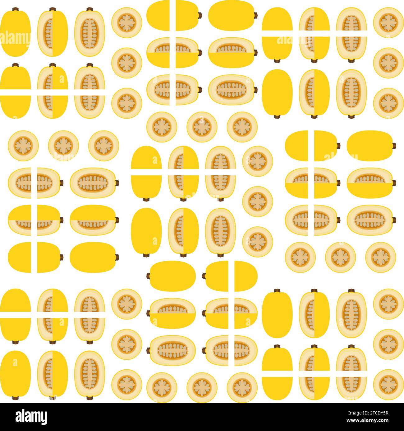 Seamless pattern with Orangetti Spaghetti Squash. Winter squash. Fruit and vegetables. Flat style. Isolated vector illustration. Stock Vector