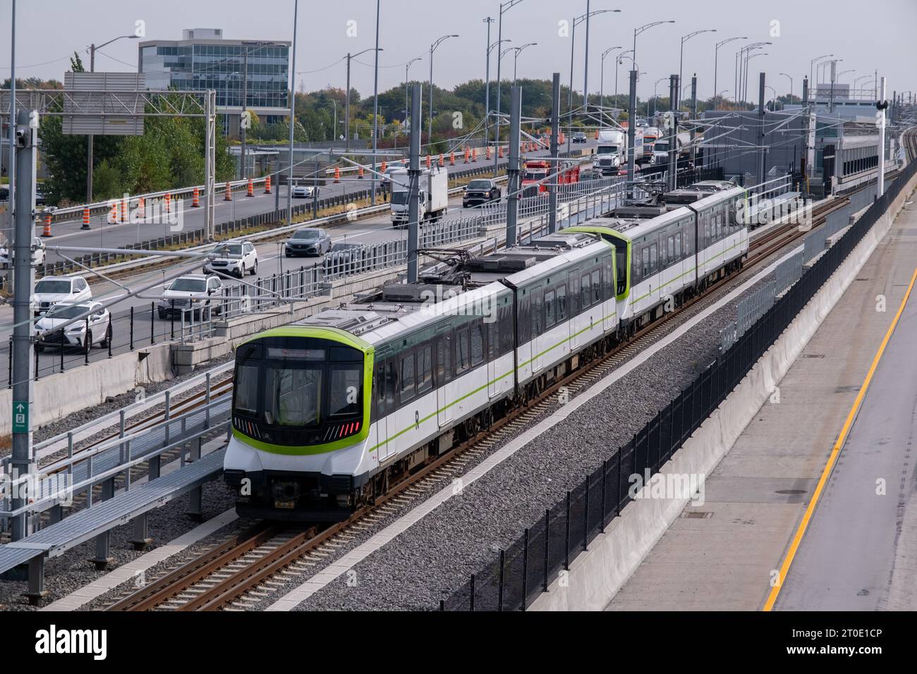 Brossard, CA 5 October 2023 Reseau express metropolitain (REM) train