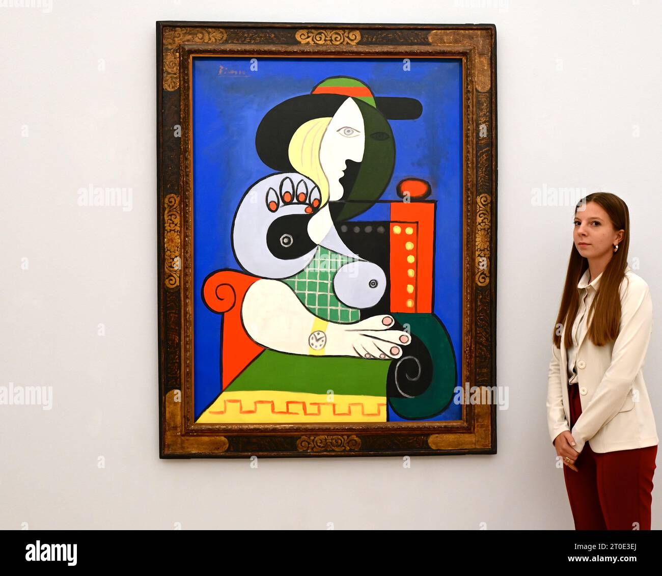 Pablo Picasso's Femme a la montre , from 1932 ,the artist's golden year  ,goes on view to the public in London this weekend until 11 th October at  Sothebys .Estimated to realise, image size:1300x1131