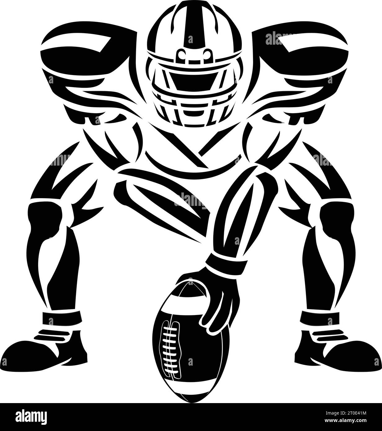 American football center player with ball. Vector template on transparent background Stock Vector