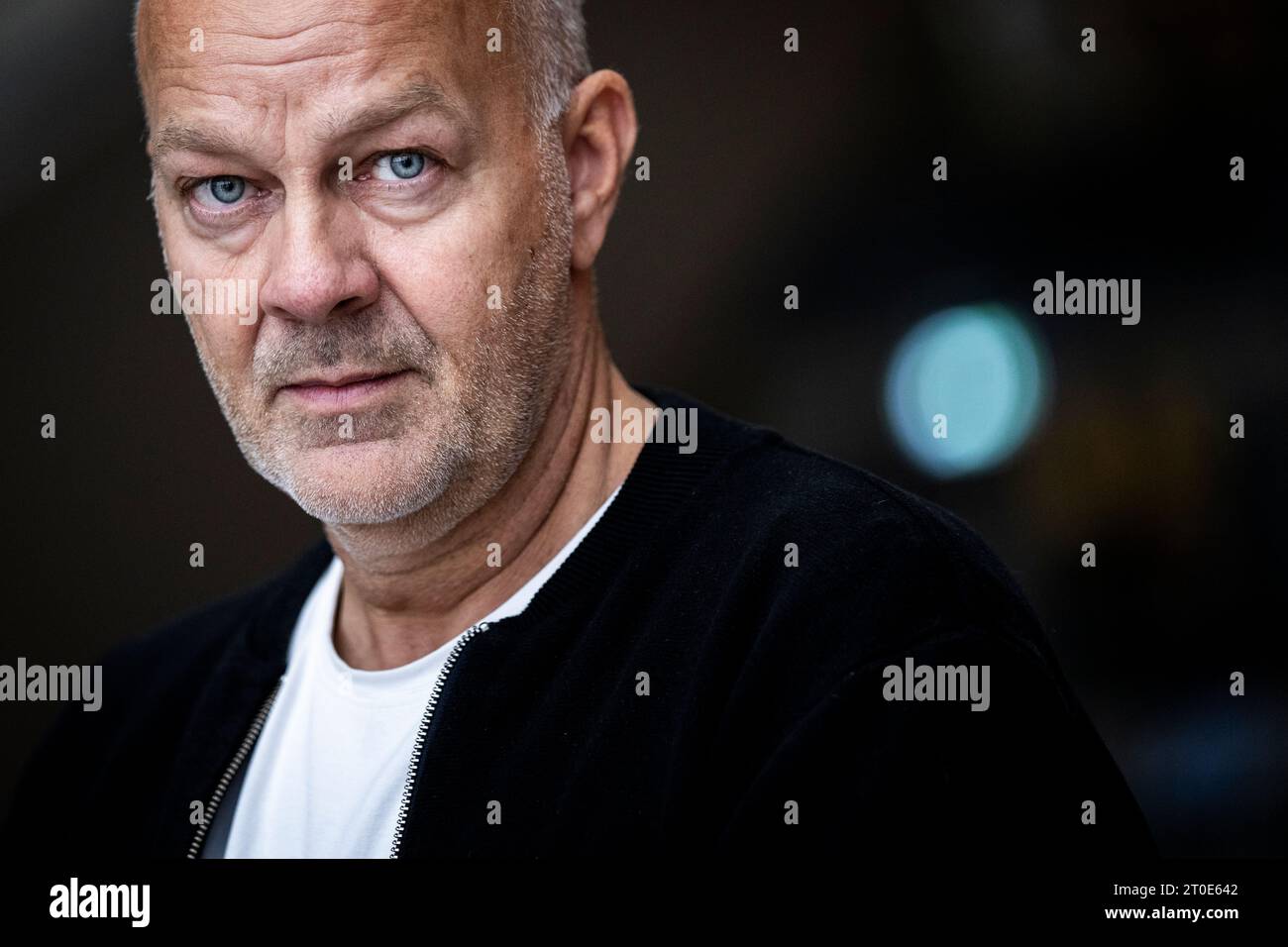 Crime writer Jens Henrik Jensen at a press conference for the Danish