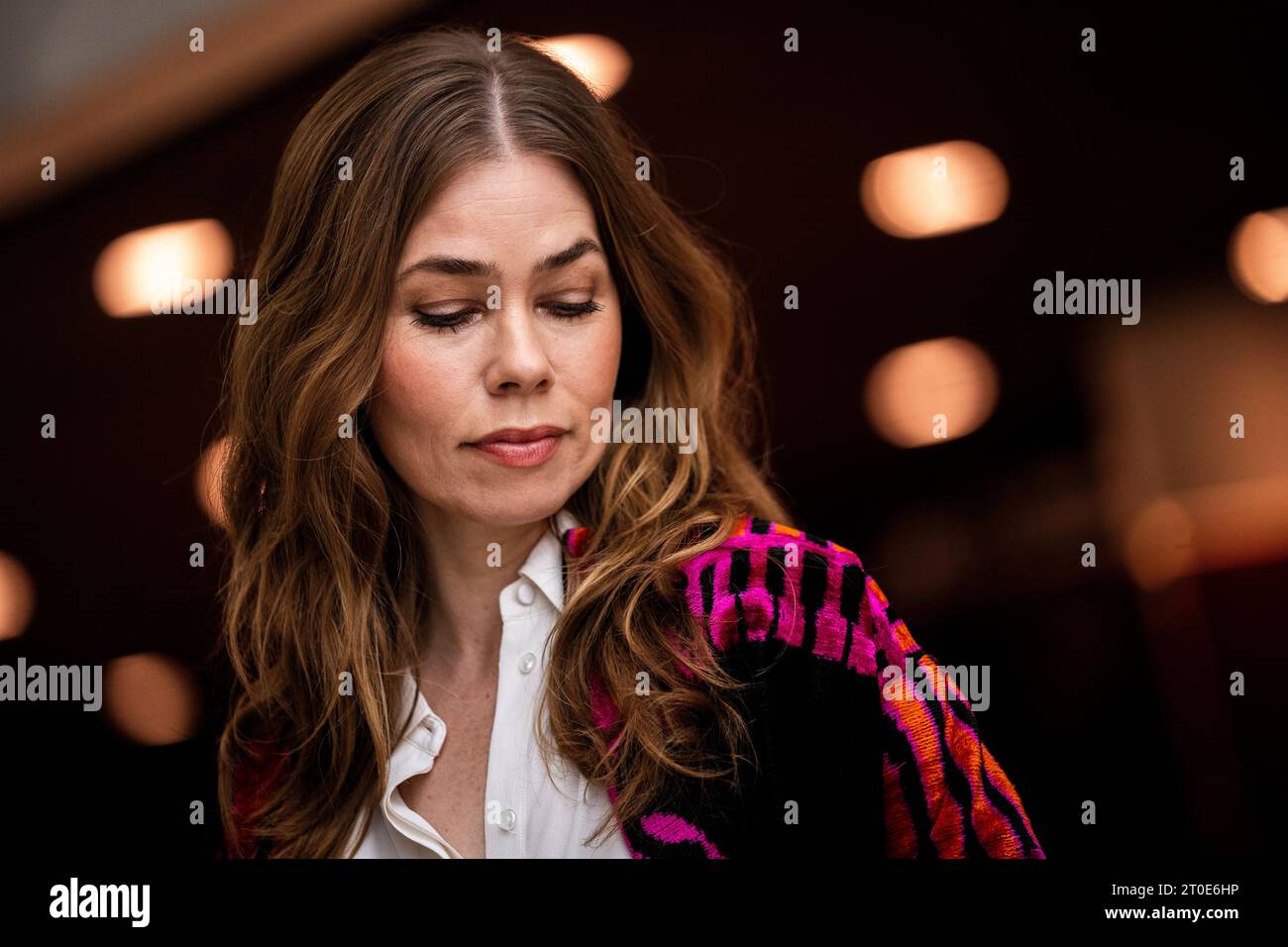 Birgitte Hjort Soerensen at a press conference for the Danish thriller