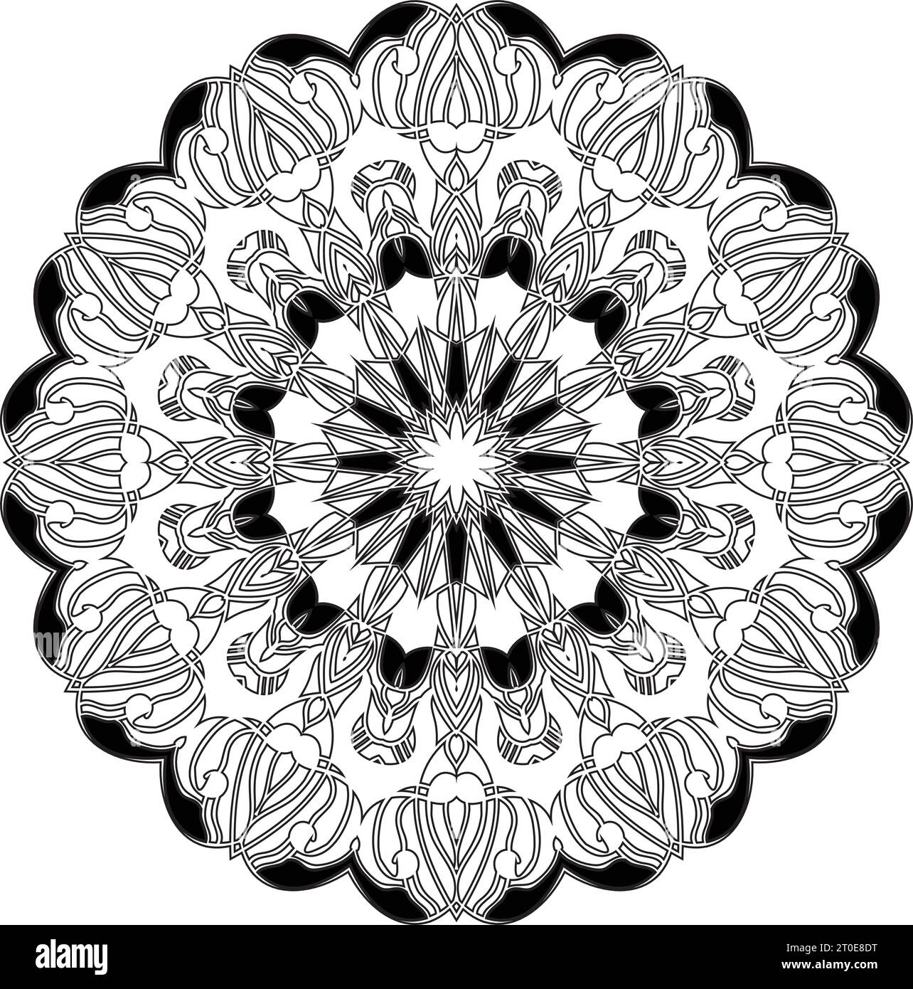 unique new art style hand drawn abstract black and white colors lotus ...