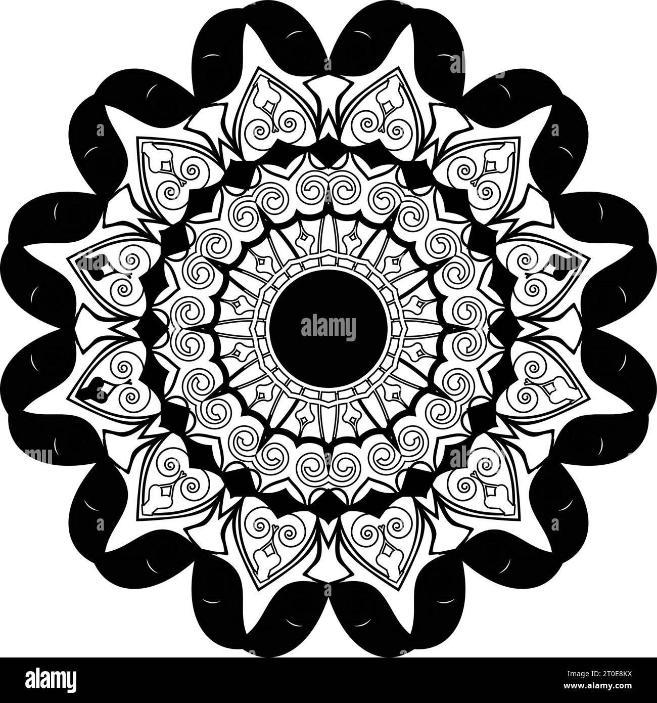 new hand drawn luxury lotus flower mandala art style with black and ...
