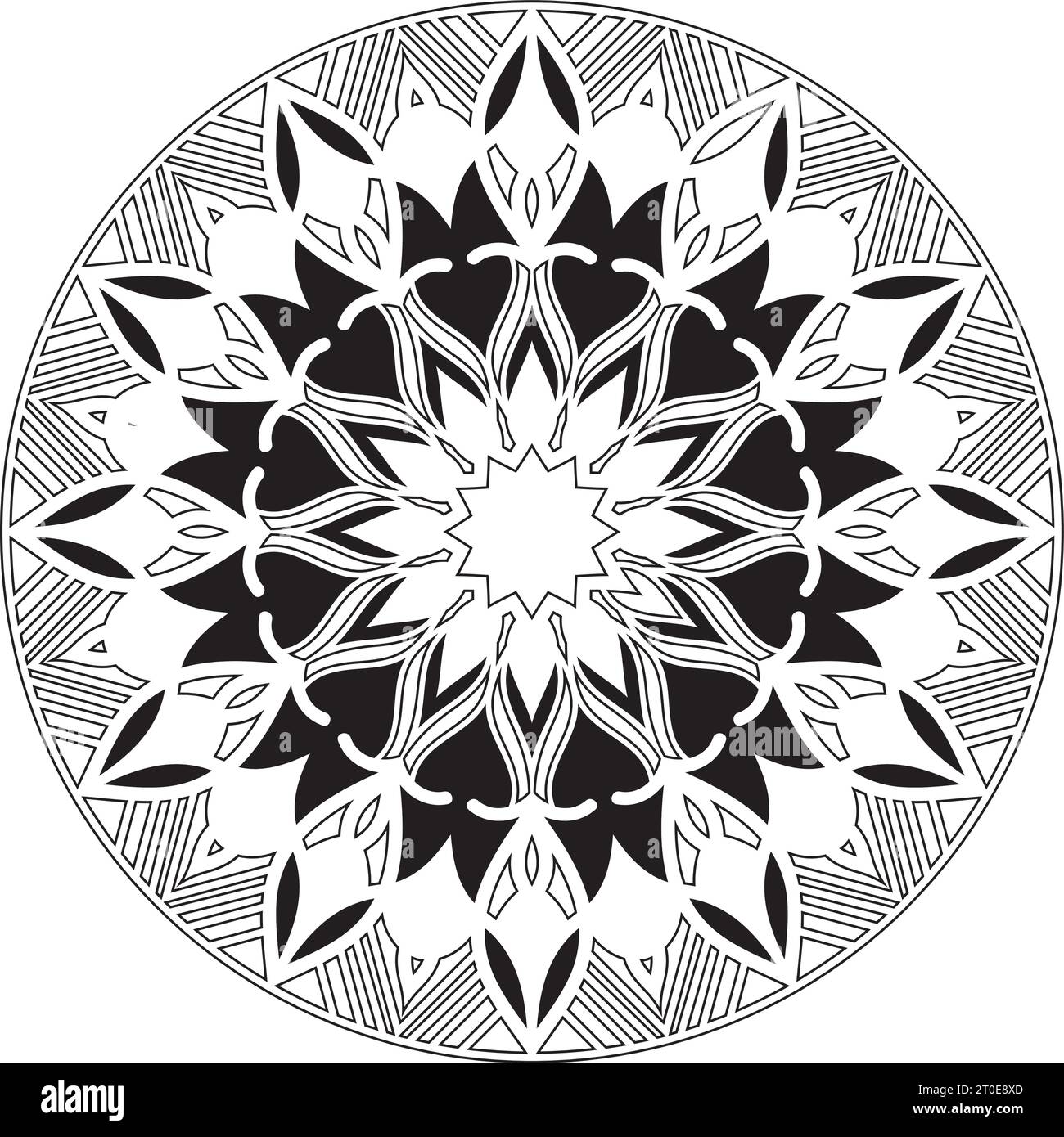 flat new art style hand drawn abstract black and white colors lotus ...
