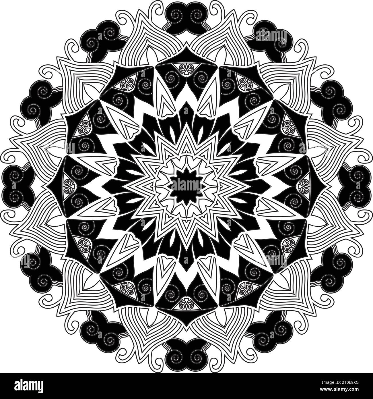 creative new art style hand drawn black and white colorful lotus flower ...