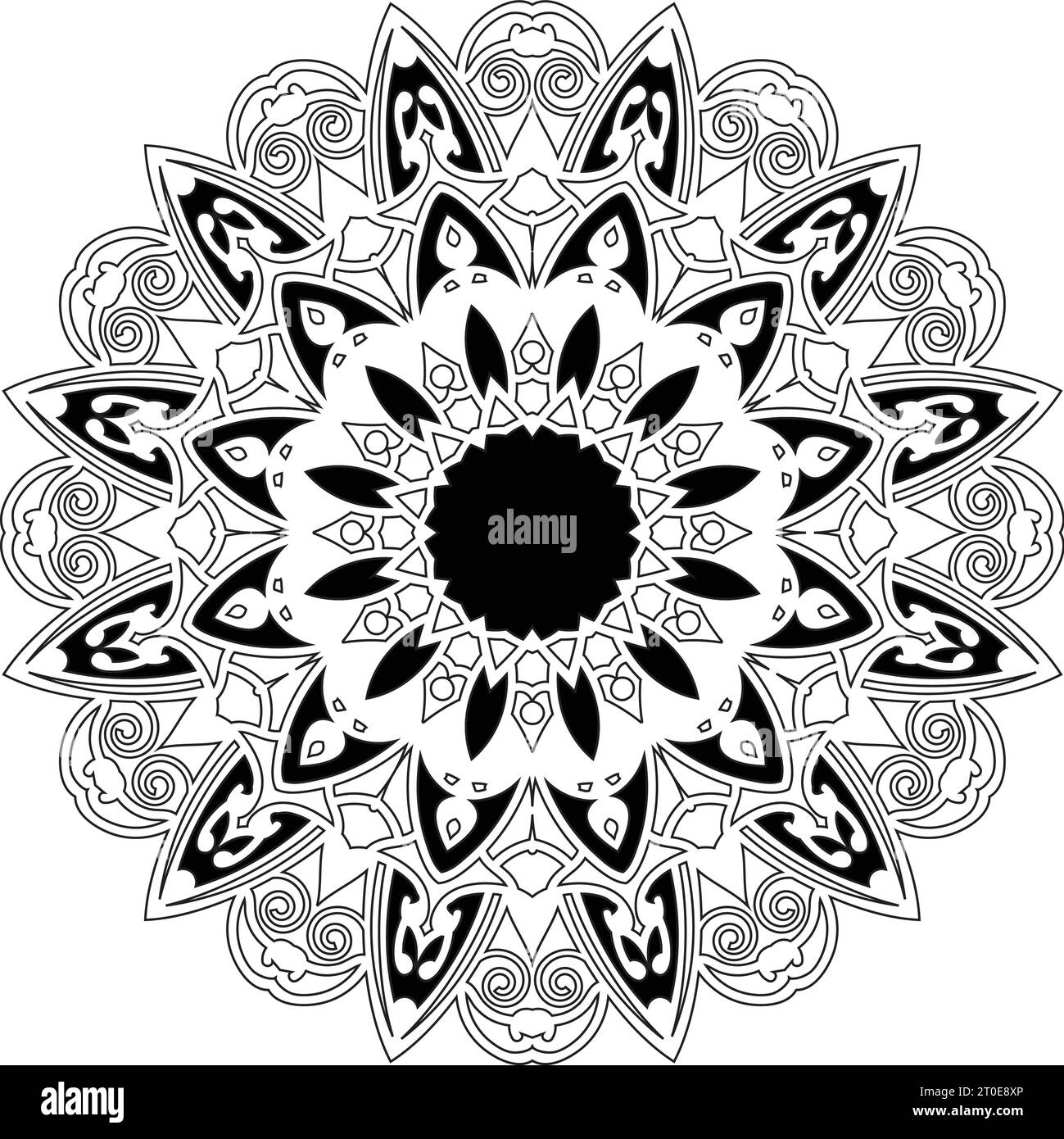 creative hand drawn abstract black and white colors lotus flower ...