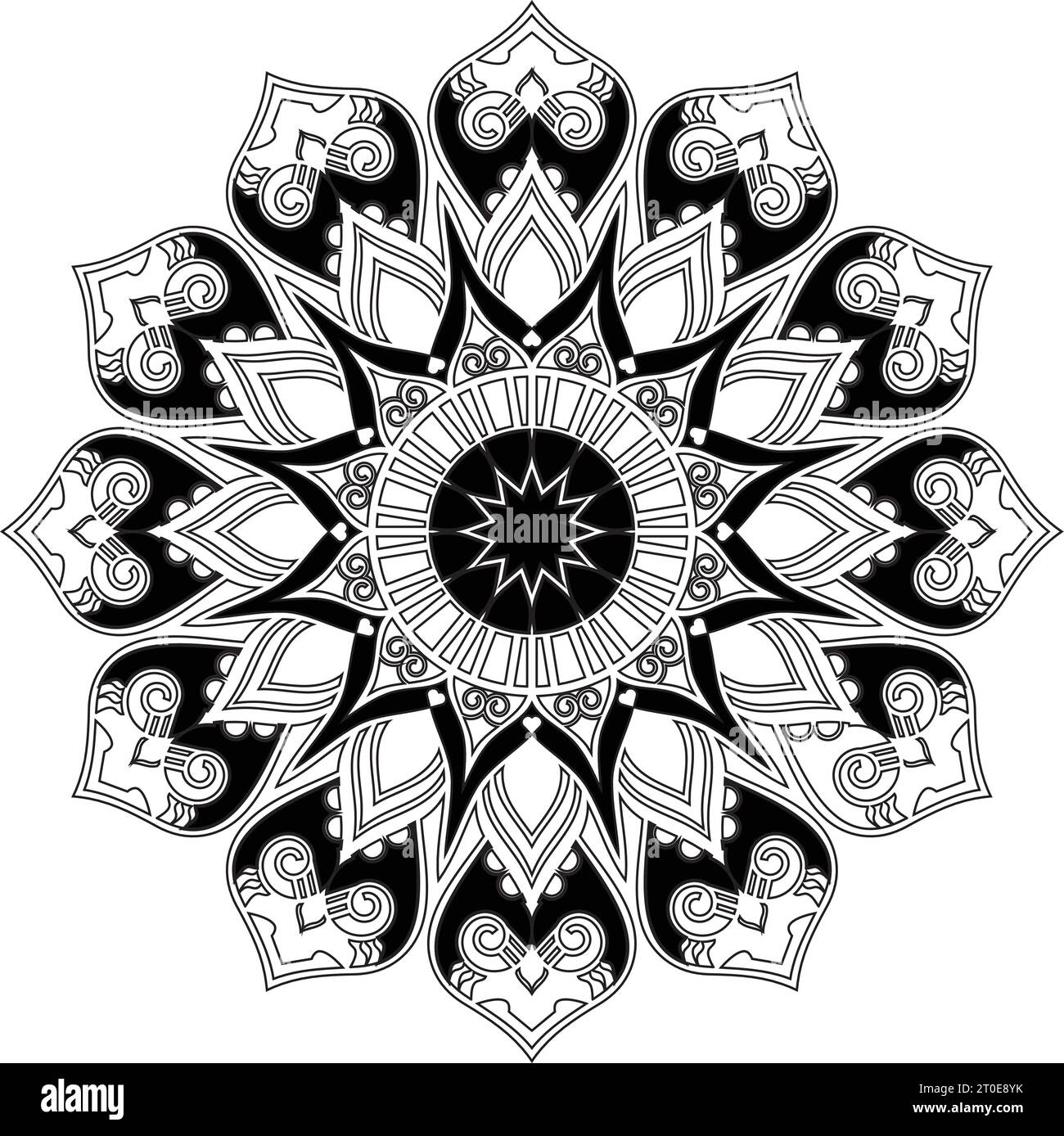 creative abstract new art style hand drawn black and white colors lotus ...