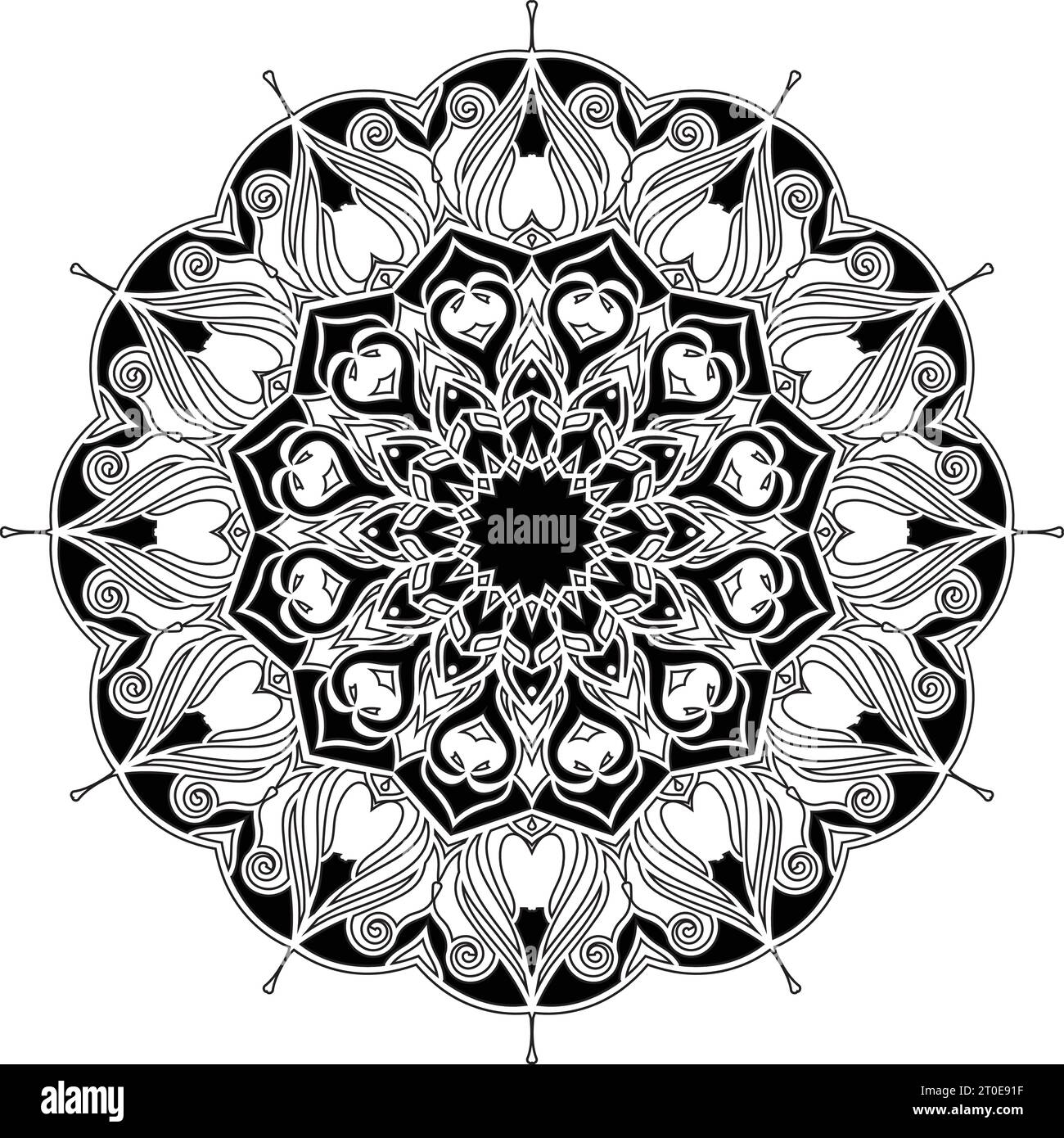 abstract unique new art style hand drawn black and white colors lotus ...