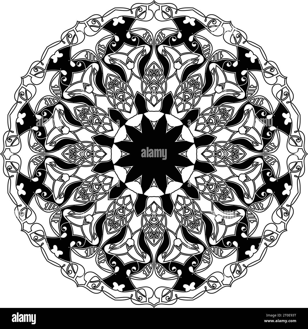 abstract new art style hand drawn black and white colors lotus flower ...