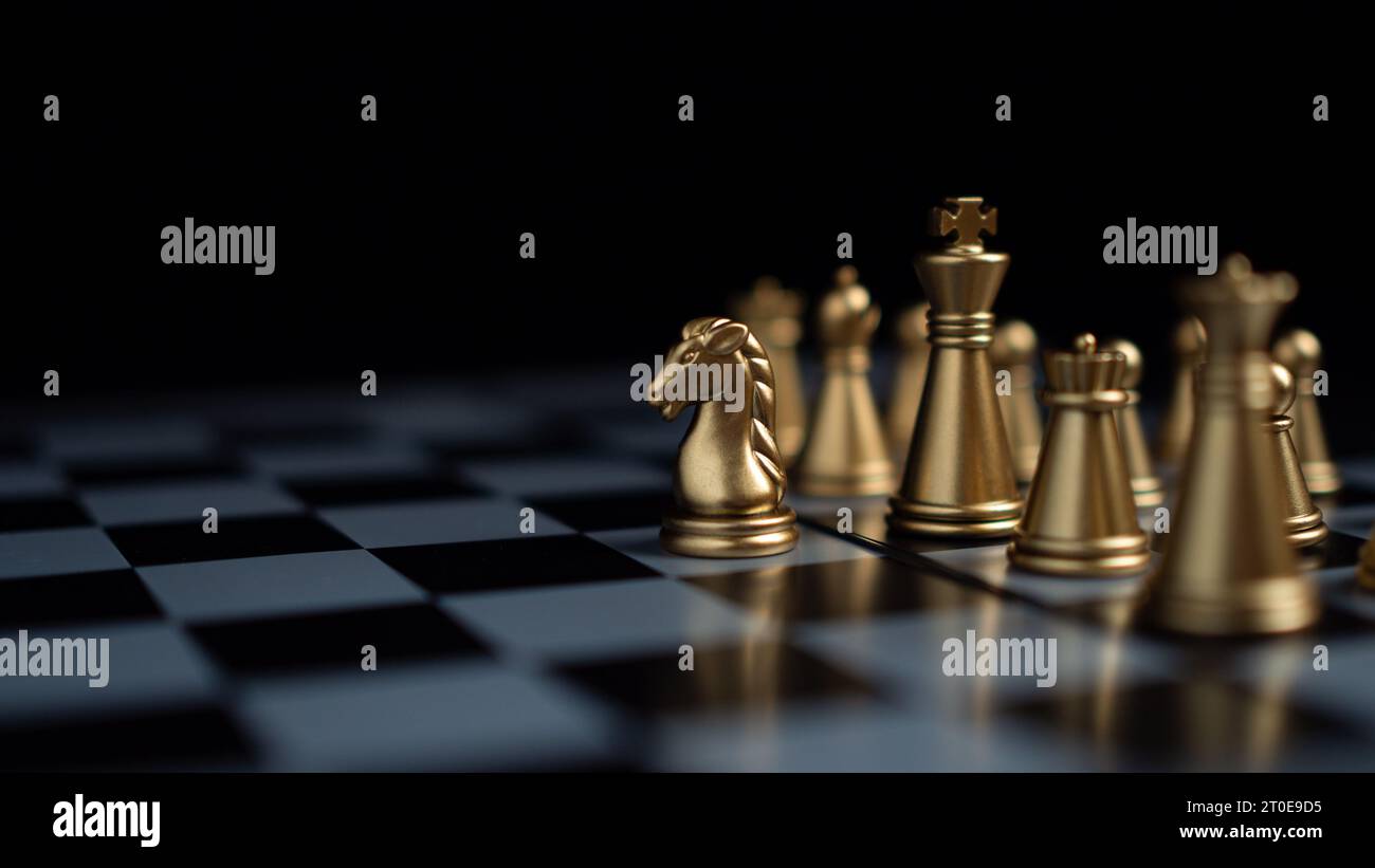 Gold and silver chess pieces in chess board game for business ...