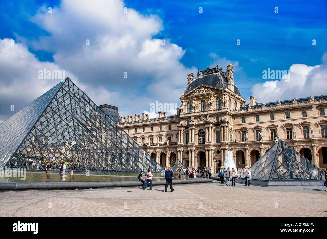 Paris (75) 1e arr. Louvre Museum,  the Pyramid by the architect Ieoh Ming Pei. Ile de France. France Stock Photo